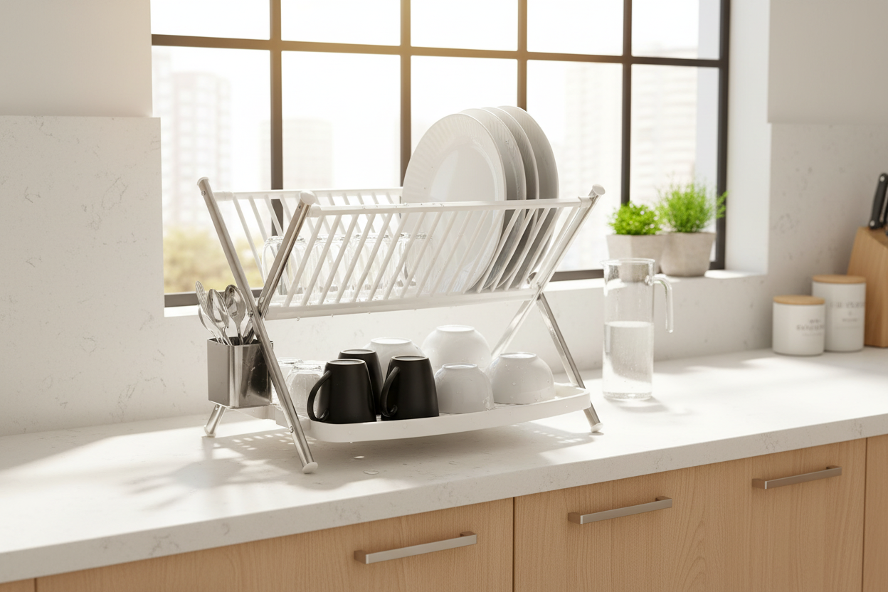 Escurridor de platos en cocina moderna lifestyle